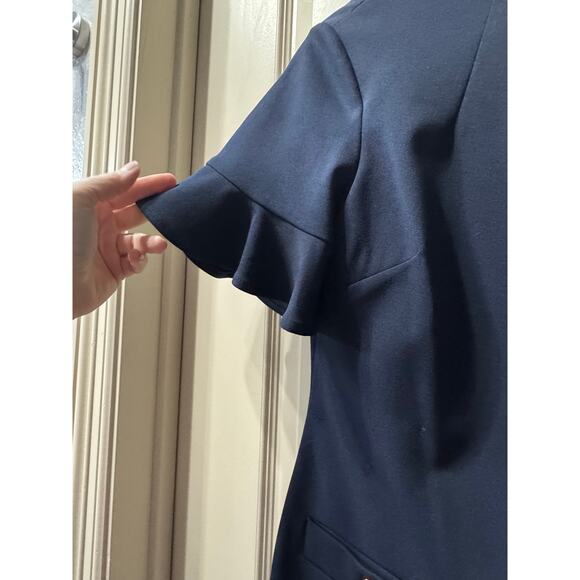 Tommy form skimming dress in blue with gold accent buttons - Picture 6 of 9